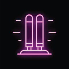 Neon sign representing cricket wickets glowing on a black background, a perfect illustration for sports concepts