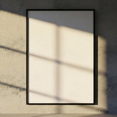 Minimalist Frame Mockup on Concrete Wall with Window Light.
