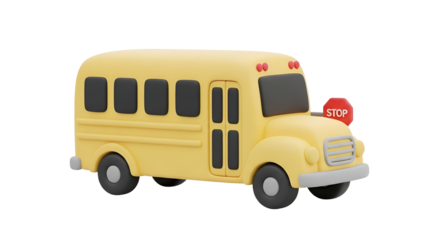 A cute and stylized 3d rendered yellow school bus icon for back to school concept