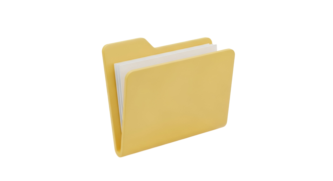 A 3d render illustration of a light yellow folder containing white paper documents - Powered by Adobe