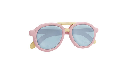 Fototapeta premium A stylish pair of 3d rendered pink sunglasses with light blue lenses and yellow accents