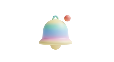 A minimalist 3d notification bell icon featuring a soft pastel gradient and new message alert dot