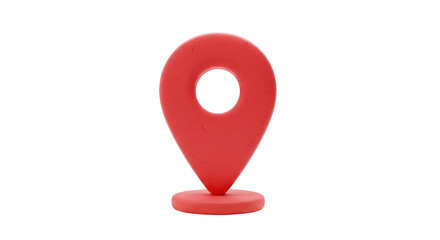 A vibrant red 3d map pin icon standing on a solid black background
