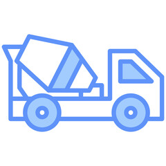 Concrete Mixer Outline Blue Color Icon