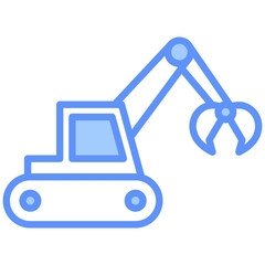 Forestry Machine Outline Blue Color Icon