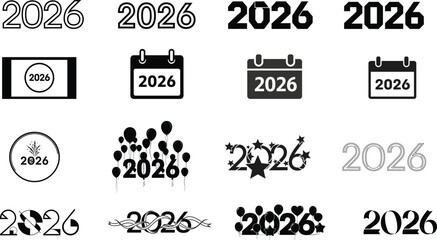 Obraz premium 2026 calendar icons and date symbols collection for branding