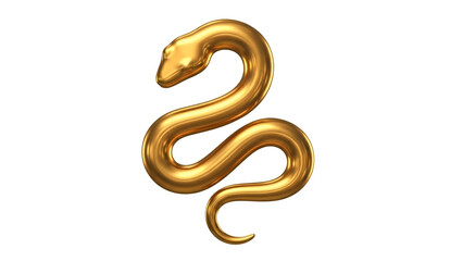 Obraz premium Golden coiled snake animal zodiac symbol 3d render reptile