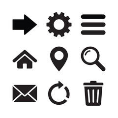 Universal UI Icon Set: Bin, Settings, Search & Location