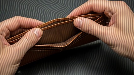 Empty Wallet in Hands Depicts Financial Struggle and Economic Downturn