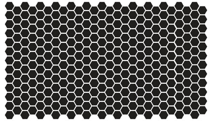 Geometric Hexagon Grid Seamless Pattern Background in Black and White.