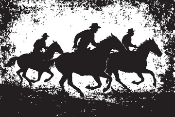 Galloping Horsemen Grunge Silhouette Scene