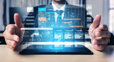 Gantt chart displaying project timelines, task progress, and workflow management in a business dashboard interface Parse