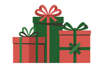 Stack of Red and Green Christmas Gift Boxes Vector