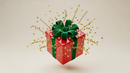 A red Christmas gift box with a ribbon and bow