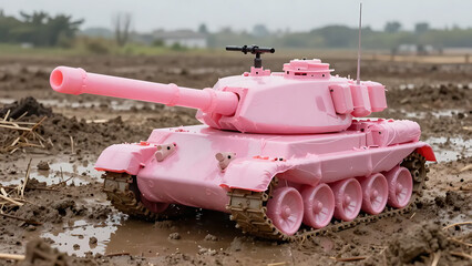 Shiny Plastic Military Tank Pool Float in War Zone Concept