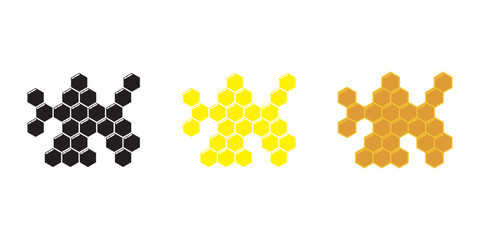 Honeycomb vector icon. Silhouette of honeycomb, honey, pollen, wax and bee products. Beeswax hive icon symbol and sign. Vector illustration.