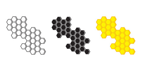 Honeycomb vector icon. Silhouette of honeycomb, honey, pollen, wax and bee products. Beeswax hive icon symbol and sign. Vector illustration.