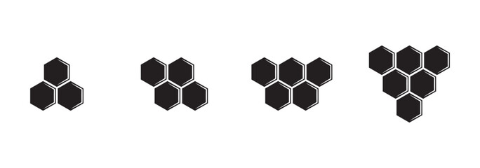 Fototapeta premium Honeycomb icon. Set of honeycomb icons. Natural honeycomb icons collection. Beeswax hive icons.