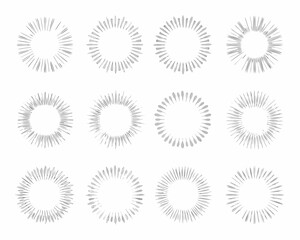 Collection of circular line burst designs arranged in a grid pattern