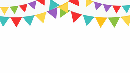 Colorful party pennants and flags hanging as a festive decoration