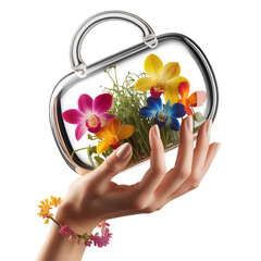 Transparent Floral Glass Handbag Art