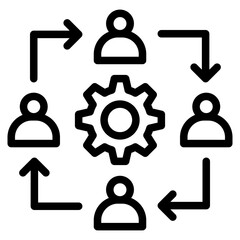 Fototapeta premium collaboration, teamwork, communication, Partnership, company, team, employee, management, strategy, corporation, community, team, outline icon vector design illustrator