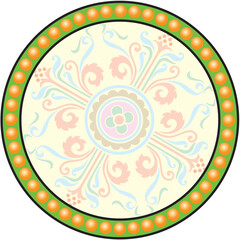 Abstract floral mandala pattern vector illustration for vintage circular ornament frame design