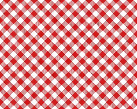 A classic red and white checkered pattern fills the entire frame