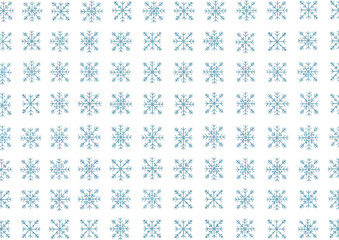 Repeating pattern of light blue snowflakes on white