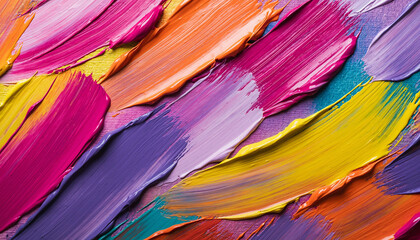 Vibrant, thick brushstrokes of colorful acrylic paint creating an abstract textured background.