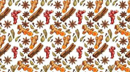 Herbs and Spices pattern seamless background