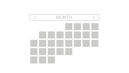 Abstract graphic representation of a monthly calendar interface with navigation controls