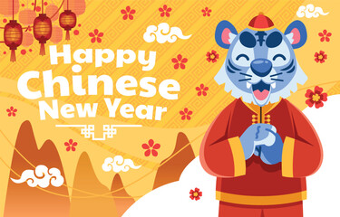 Fototapeta premium Celebrating chinese new year with tiger. Happy New Year