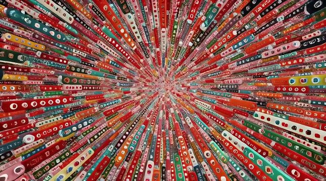 Vibrant explosion of colorful pencils radiating outwards creating a dynamic and energetic abstract background perfect for creative projects and modern design concepts