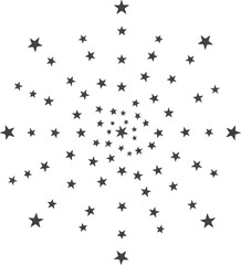 Obraz premium Spiral arrangement of dark gray fivepointed stars on a white background