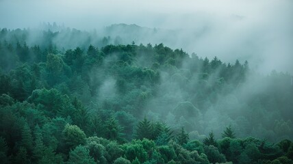 Misty forest landscape