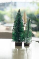 A Christmas tree decorated in a cafe to welcome the New Year festival