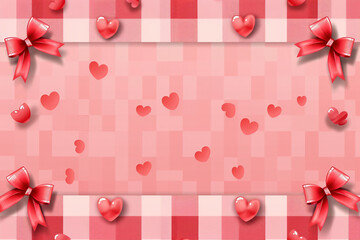 ハートとリボンの背景デザイン