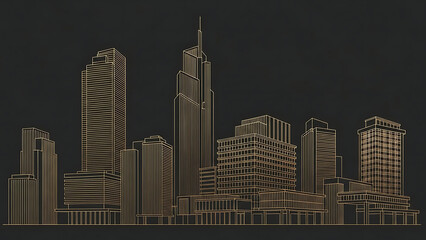 A futuristic cityscape at night with sleek skyscrapers and modern architecture