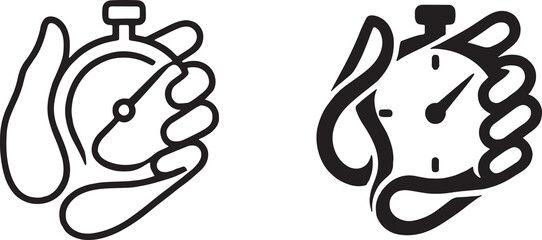 Set of hand holding Stopwatch logo