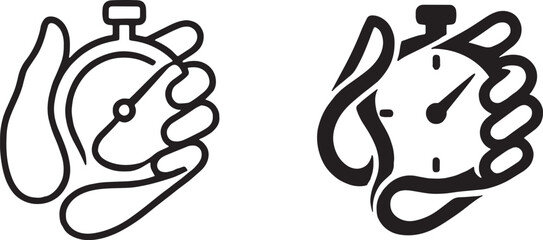 Set of hand holding Stopwatch logo