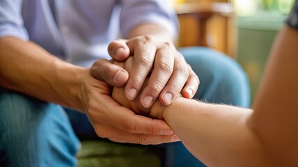 Holding hands showing support
