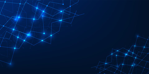 Network Connect Abstract Background Technology, Digital Data Lines Flow Visualization, Internet Communication System, Global Connectivity Concept for Big Data, AI Network, Cyber Technology