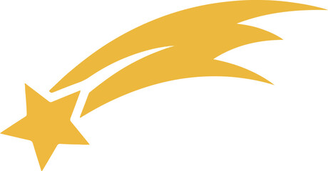 Stylized golden shooting star illustration against a white background © aprian