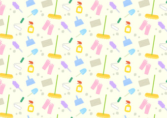 掃除道具のパターン背景素材（クリーム色）