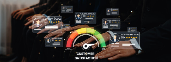 Visual representation of customer satisfaction with ratings and reviews, showcasing positive...