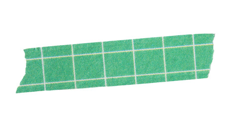 Naklejka na ściany i meble Ripped torn paper adhesive green grid pattern washi tape on transparent background