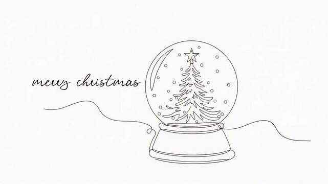 minimalist line drawing animation featuring a single, merry christmas