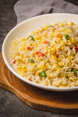 Delicious Homemade Fried Rice with Vegetables and Egg.