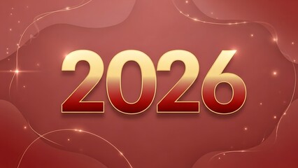 Elegant 2026 new year celebration background with golden numbers on a festive red design